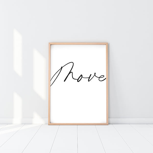 Wooden Frame with Poster Mockup standing on the white floor. 3d
